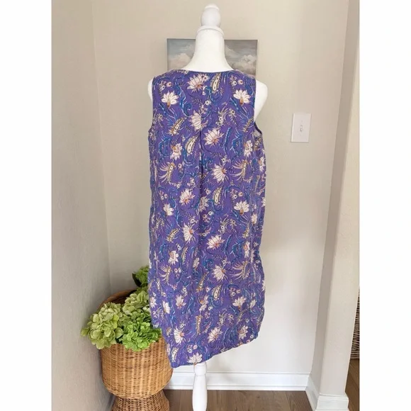 J. Jill Dress Purple Floral Love Linen Sleeveless Linen - Picture 5 of 7